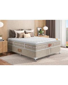 Cama Box + Colchão Castor Casal Super Luxo Fontana One Face Pocket 138x188x59cm