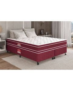  Cama Box + Colchão Castor King Red & White Double Face D33 180x200x54cm
