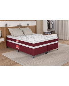 Cama Box + Colchão Castor King Red & White Double Face D45 193x203x54cm