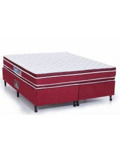  Cama Box + Colchão Castor King Red & White Double Face D33 193x203x54cm