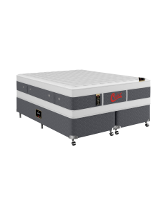 Cama Box + Colchão Castor Queen Plush Light Stress Double Face Pocket 158x198x63cm
