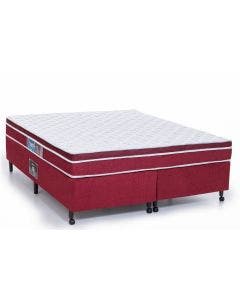 Cama Box + Colchão Castor King Red & White One Face D33 193x203x50cm